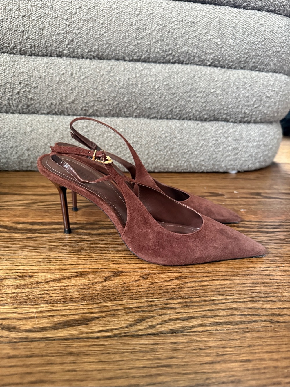 SCHUTZ suede brown slingback heels - Picture 4 of 6